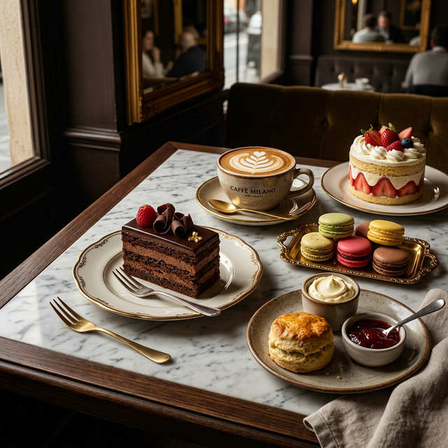 Luxury dessert spread at Caffè Concerto